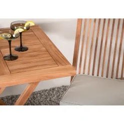 Parvekeryhmä Venture Home, 70x70cm Kenya-pöytä + 2 Kenya-taittotuolia, pehmusteilla