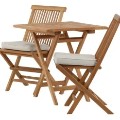 Parvekeryhmä Venture Home, 70x70cm Kenya-pöytä + 2 Kenya-taittotuolia, pehmusteilla