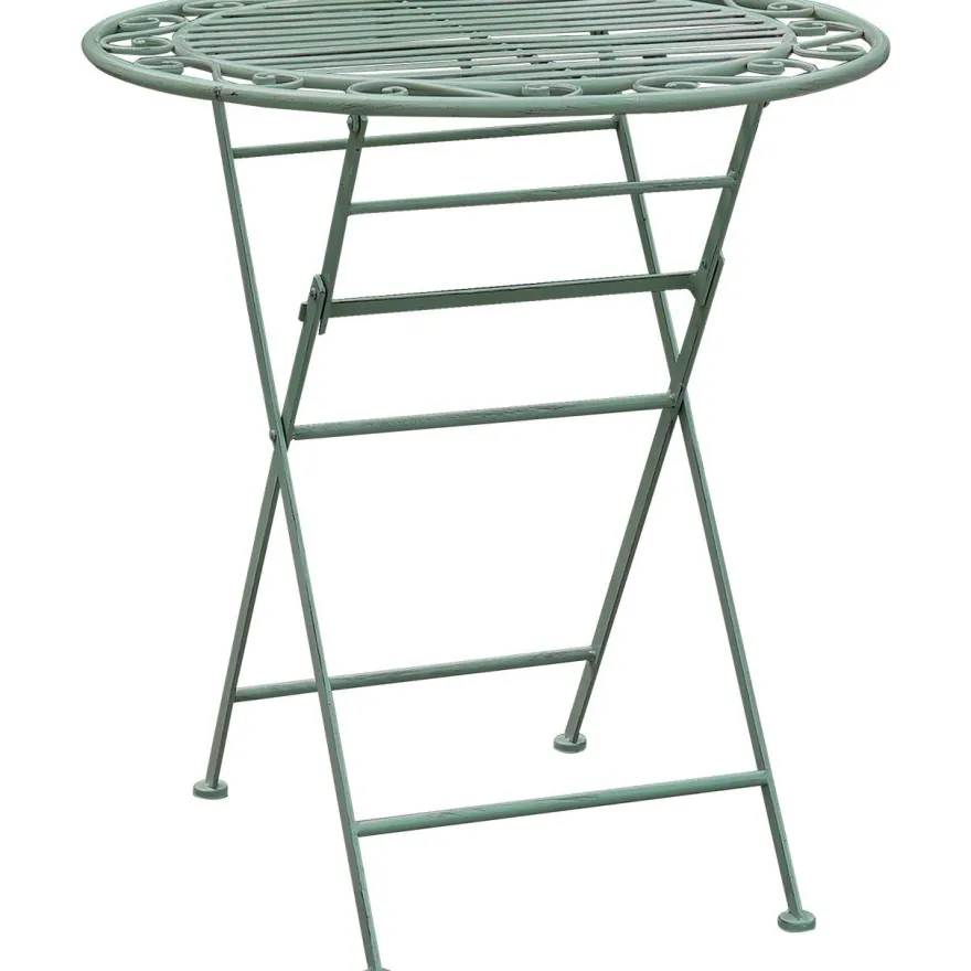 Parvekesetti Home4you Mint, pöytä + 2 tuolia, takorauta, antiikkivihreä