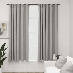 Pellavamaiset pimennysverhot koukuilla 2kpl harmaa 140x175cm