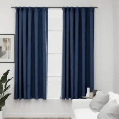 Pellavamaiset pimennysverhot koukuilla 2 kpl 140x175 cm