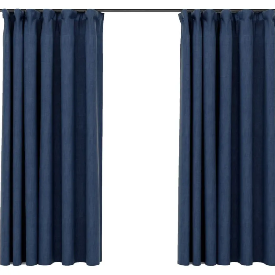 Pellavamaiset pimennysverhot koukuilla 2 kpl 140x175 cm