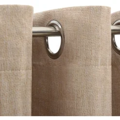 Pellavamaiset pimennysverhot renkailla 2 kpl beige 140x175cm