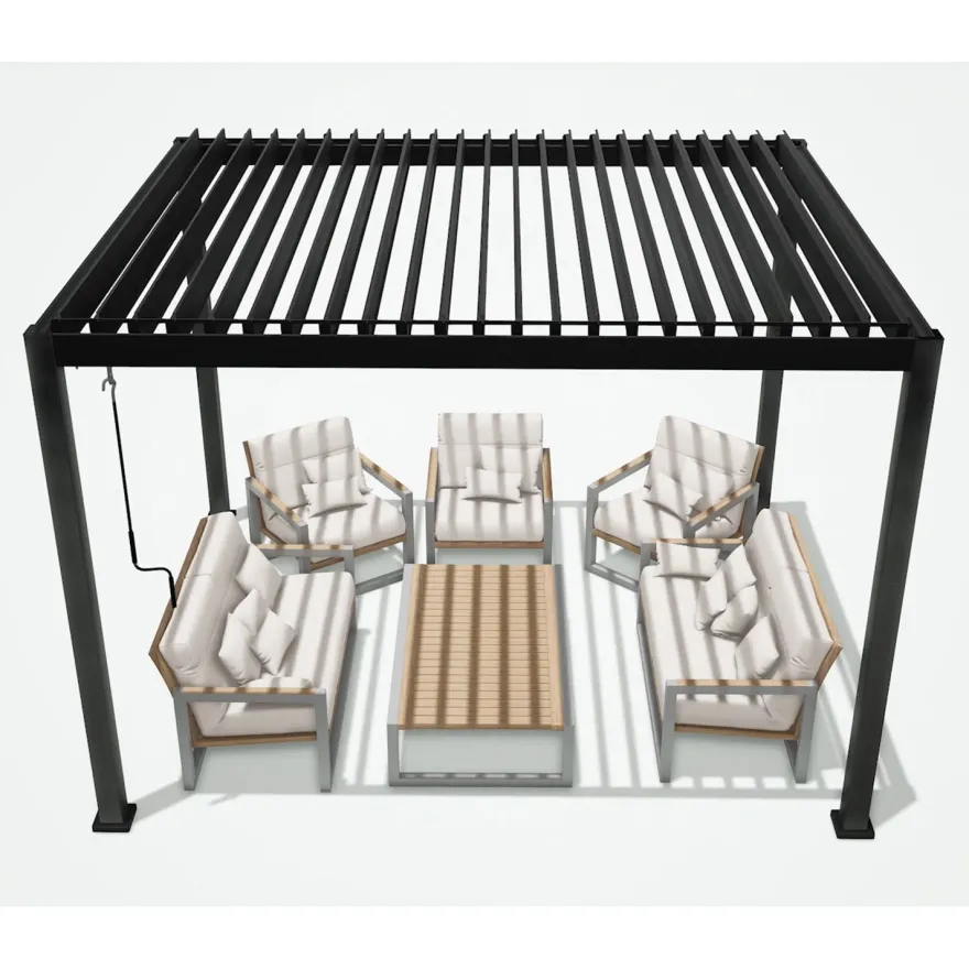 Pergola Home4you Mirador-111, 300x400cm, tummanharmaa