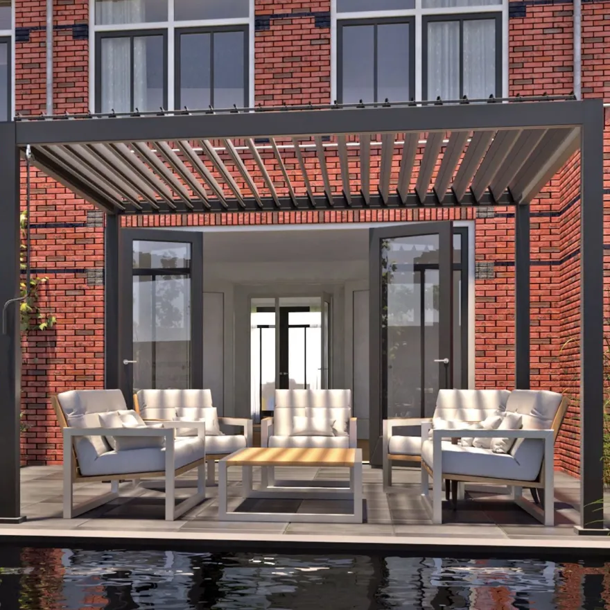 Pergola Home4you Mirador-111, 300x400cm, tummanharmaa