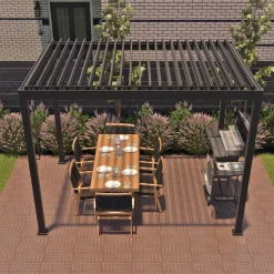 Pergola Home4you Mirador-111, 300x400cm, tummanharmaa