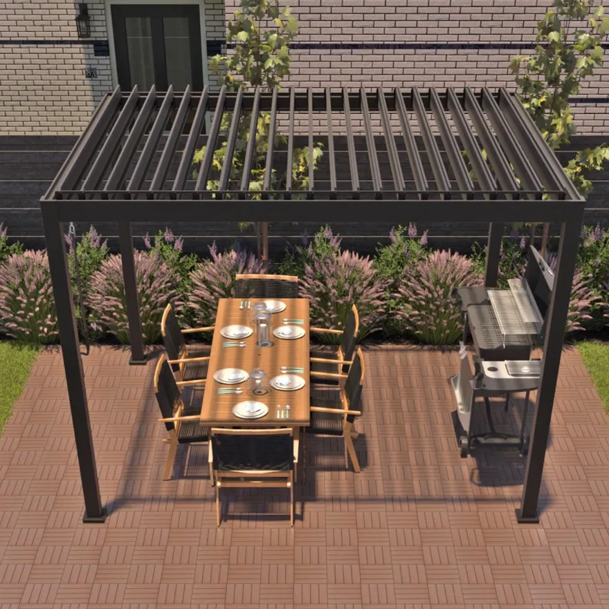 Pergola Home4you Mirador-111, 300x400cm, tummanharmaa