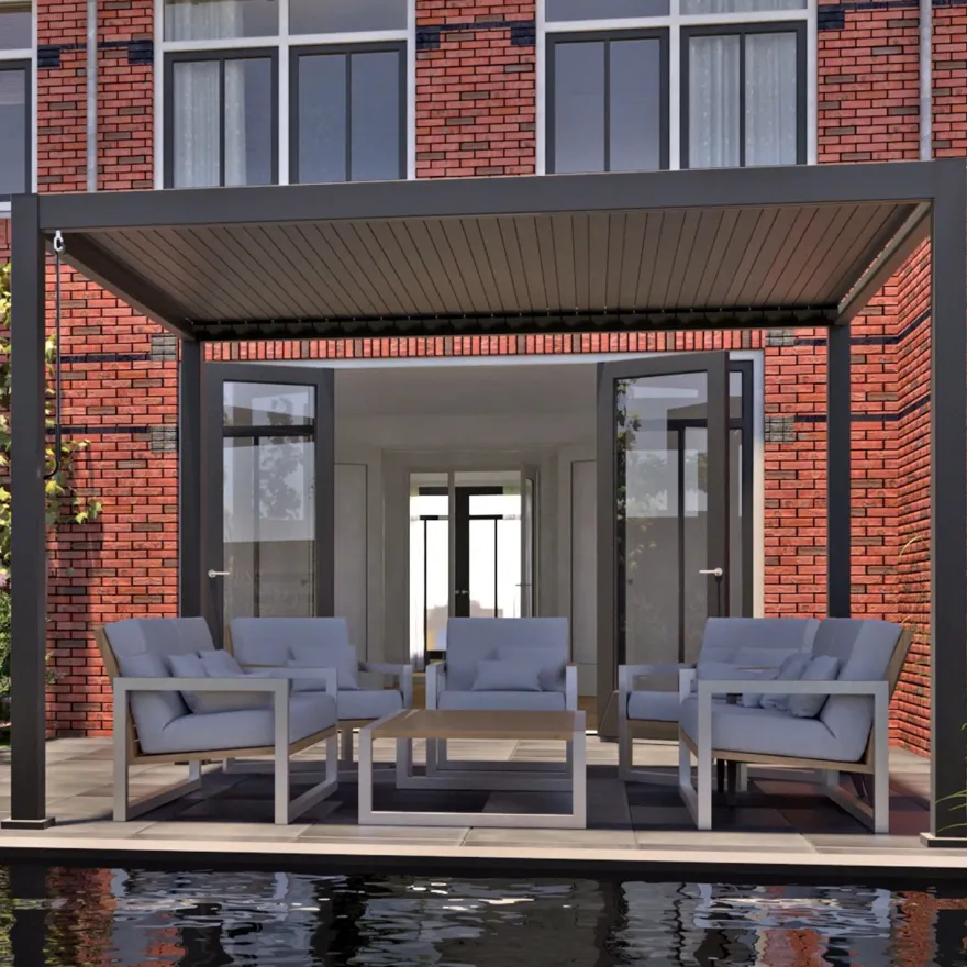 Pergola Home4you Mirador-111, 300x400cm, tummanharmaa