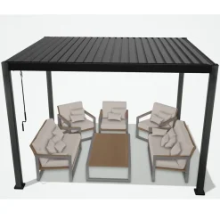 Pergola Home4you Mirador-111, 300x400cm, tummanharmaa