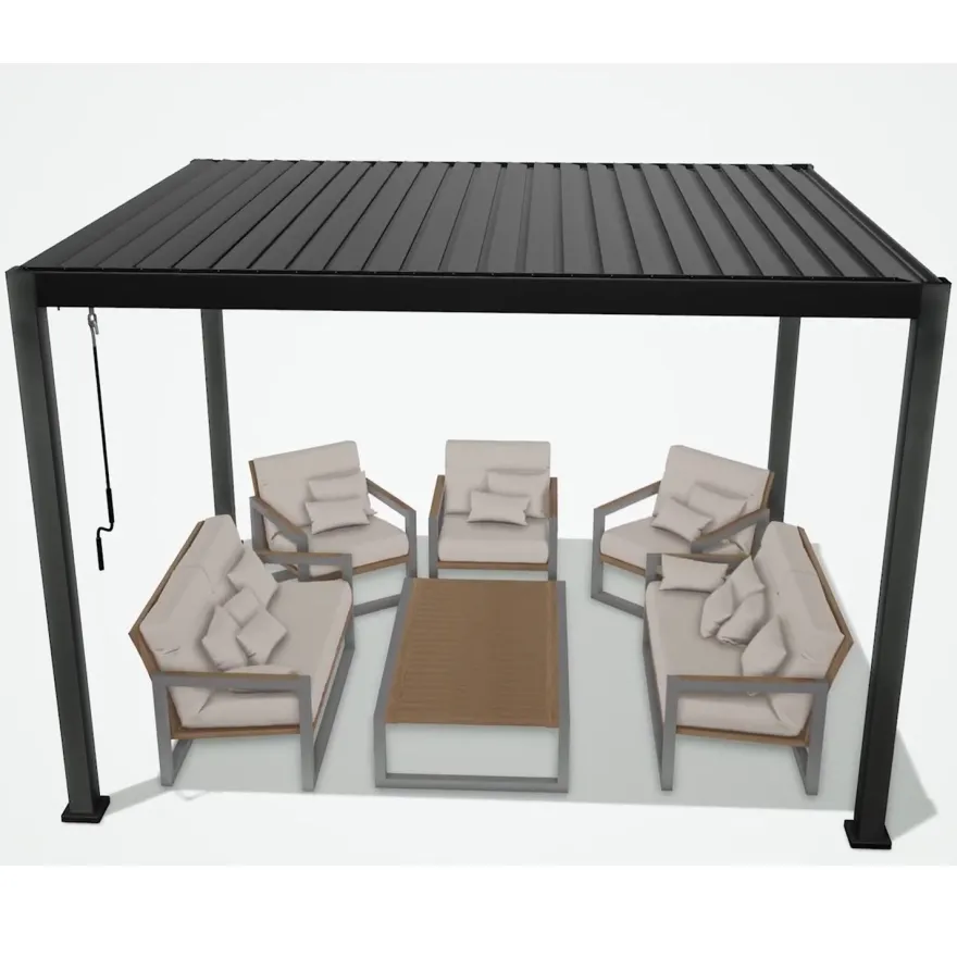 Pergola Home4you Mirador-111, 300x400cm, tummanharmaa