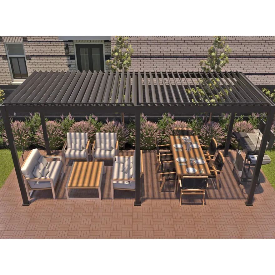 Pergola Home4you Mirador-111, 300x400cm, tummanharmaa