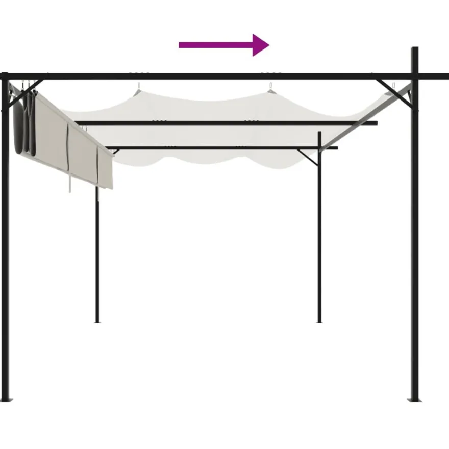 Pergola sisäänvedettävä katto kerma 395x292x230 cm