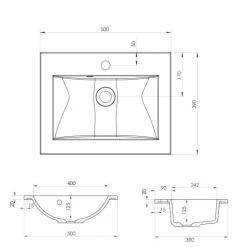Pesuallas Grip Claudia Thin, 390x500mm, valumarmori, valkoinen