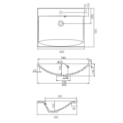 Pesuallas Grip Jojo 60, 600x505mm, valumarmori, valkoinen