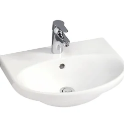Pesuallas Gustavsberg Nautic, 50 cm, pultti/kannatinkiinnitys, hananreikä keskellä, CeramicPlus