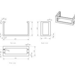 Pesualtaan seinäteline Interia 39-3530, 400x220x150mm, rst
