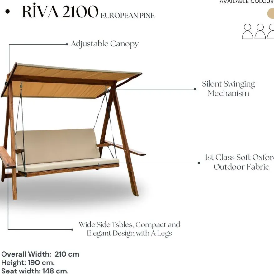 Pihakeinu Linento Garden Riva 2100, 3-istuttava, camel