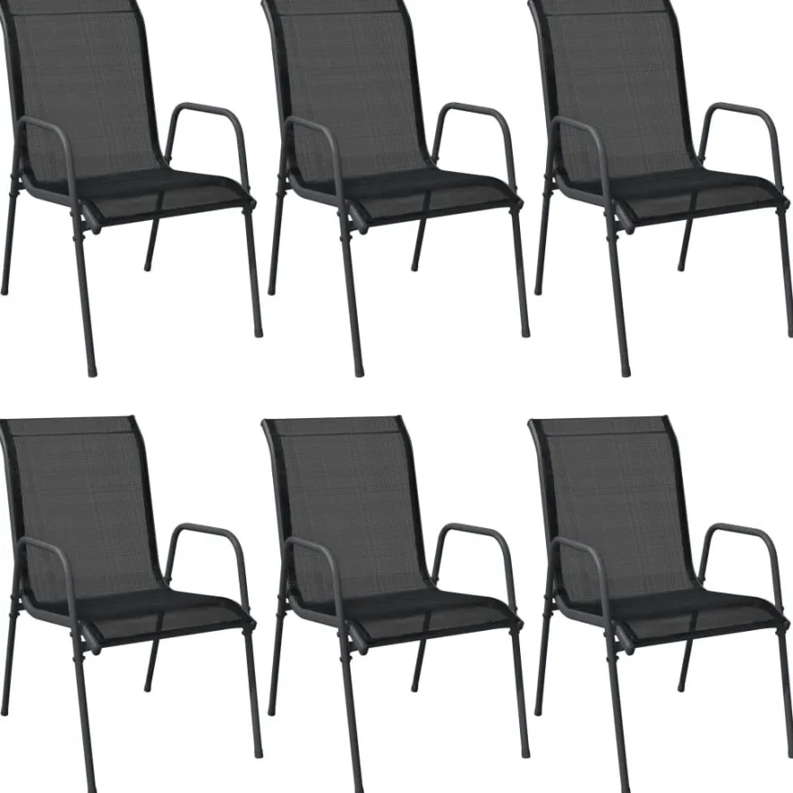 Pihan tuolit, teräs ja textilene, musta, eri pakkauskokoja