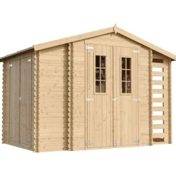 Pihavaja polttopuukatoksella Timbela M389C, 5.41m², eri vaihtoehtoja