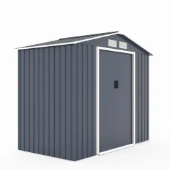 Pihavarasto Fornorth, sokkelilla, harmaa, eri kokoja