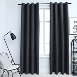 Pimennysverhot metallirenkailla 2 kpl antrasiitti 140x175 cm
