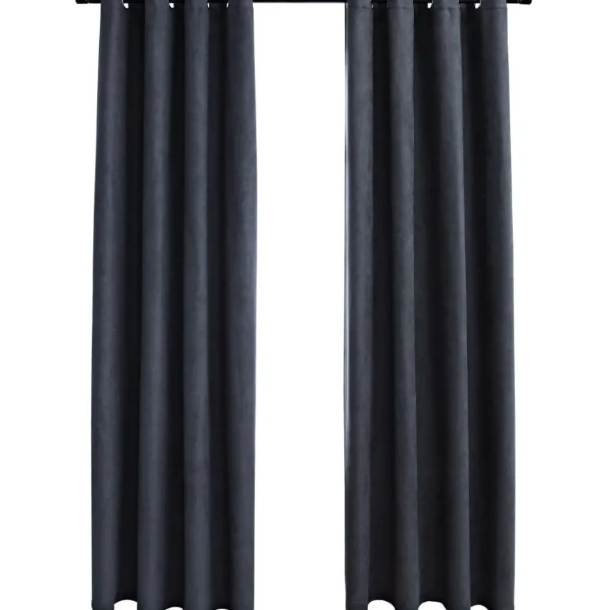 Pimennysverhot metallirenkailla 2 kpl antrasiitti 140x175 cm