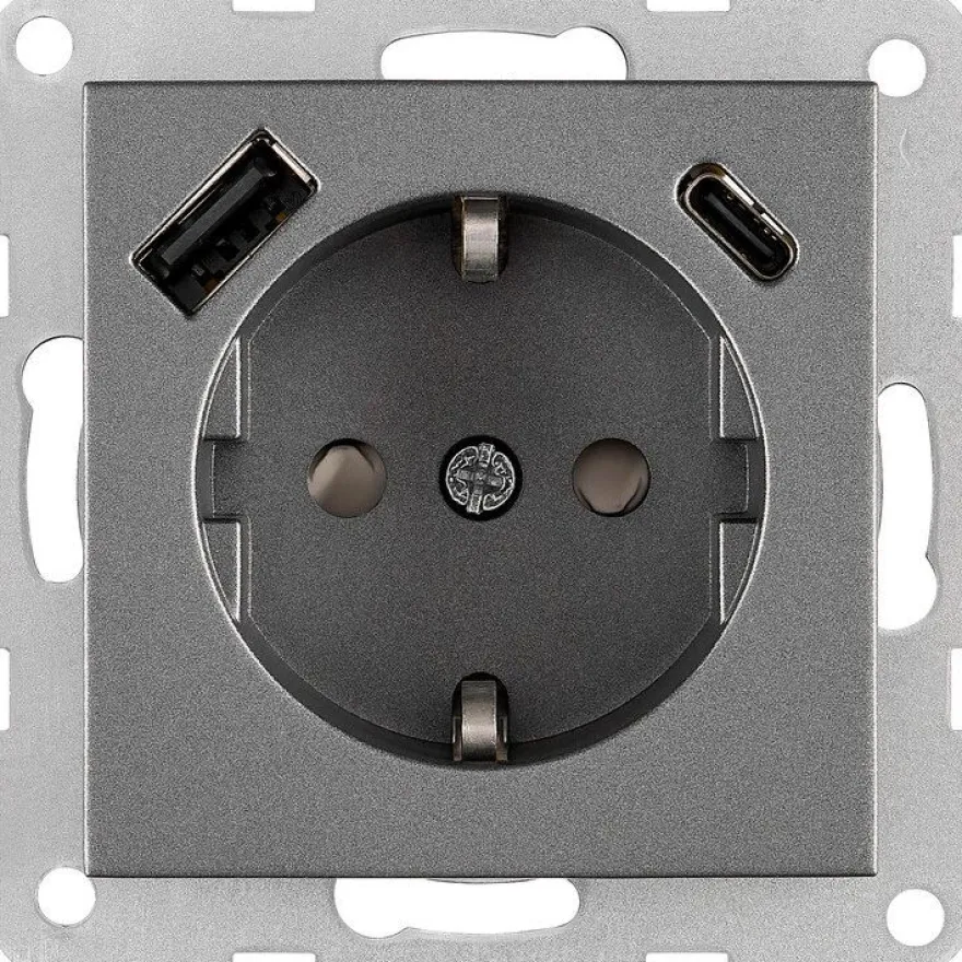 Pistorasia 1-osainen Tamcontrol Visio S 1x USB-C ja 1x USB-A - eri värejä