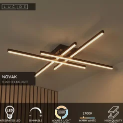 Plafondi Lucide Novak, 80x80cm, IP20, 42W, musta