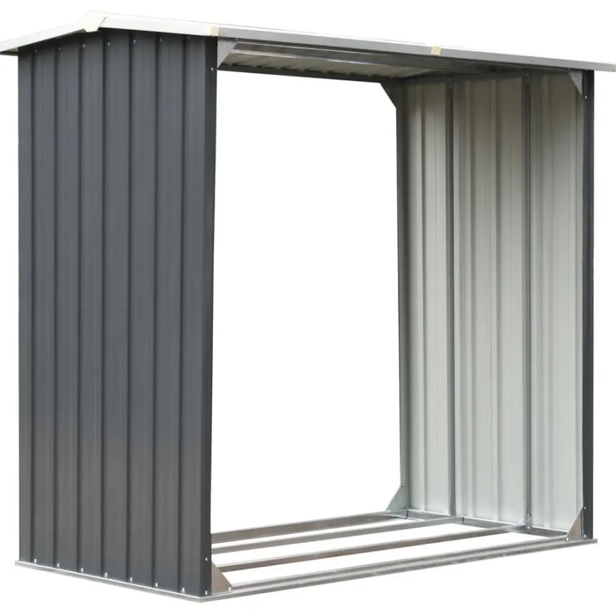 Polttopuukatos 172x91x154cm, galvanoitu teräs, harmaa
