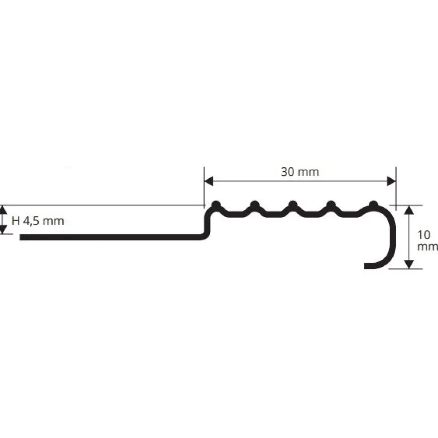 Porraskulmalista Progress Profiles Prostair ACC, 2,7m, 30mm, 4,5mm, harjattu rst