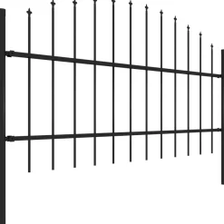 Puutarha-aita, keihäskärjillä, teräs, (0.75-1)x3.4m, musta