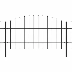 Puutarha-aita, keihäskärjillä, teräs, (0.75-1)x3.4m, musta