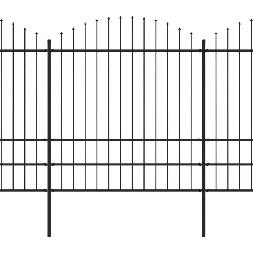 Puutarha-aita, keihäskärjillä, teräs, (1.75-2)x13.6m, musta