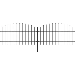 Puutarha-aita, keihäskärjillä, teräs, (1-1.25)x3.4m, musta
