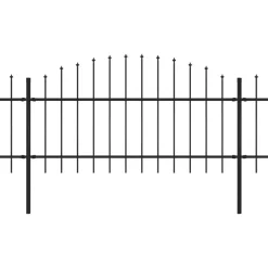 Puutarha-aita, keihäskärjillä, teräs, (1-1.25)x3.4m, musta