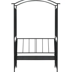 Puutarhakaari penkillä musta 114x45x205 cm rauta