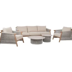 Puutarhakalustesetti Home4You DIANA sohva, 2 nojatuolia ja 2 pöytää, beige