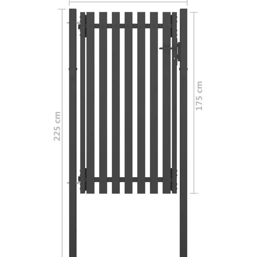 Puutarhan aitaportti, teräs 1x2.25m, antrasiitti