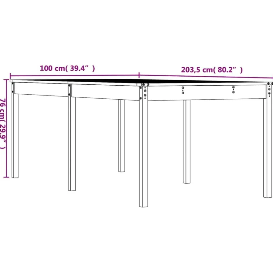 Puutarhan ruokapöytä, korkeus 76cm, eri värejä ja kokoja
