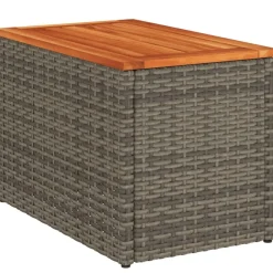 Puutarhan sivupöydät 2 kpl harmaa 55x34x37 cm polyrottinki puu