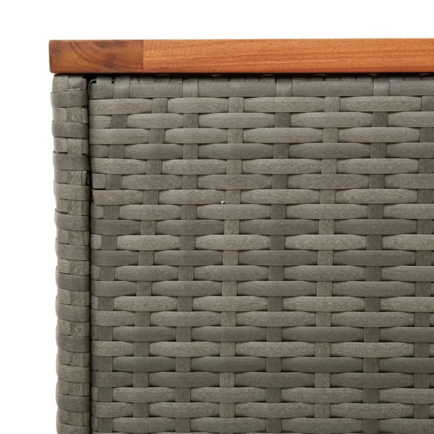 Puutarhan sivupöydät 2 kpl harmaa 55x34x37 cm polyrottinki puu