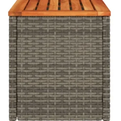 Puutarhan sivupöydät 2 kpl harmaa 55x34x37 cm polyrottinki puu