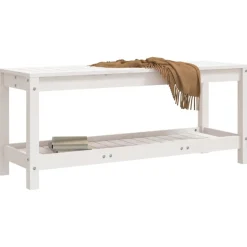Puutarhapenkki valkoinen 108x35x45 cm, mänty