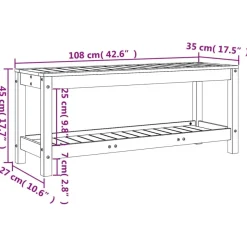 Puutarhapenkki valkoinen 108x35x45 cm, mänty