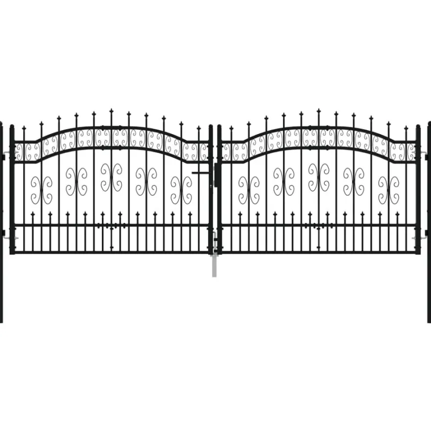 Puutarhaportti keihäskärjilä, 103-406x120-225cm, musta, eri kokoja
