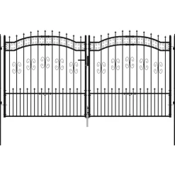 Puutarhaportti keihäskärjilä, 103-406x120-225cm, musta, eri kokoja