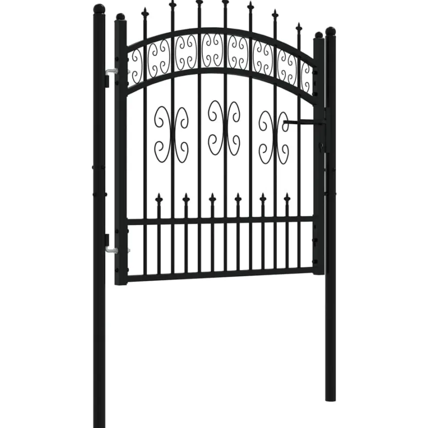 Puutarhaportti keihäskärjilä, 103-406x120-225cm, musta, eri kokoja