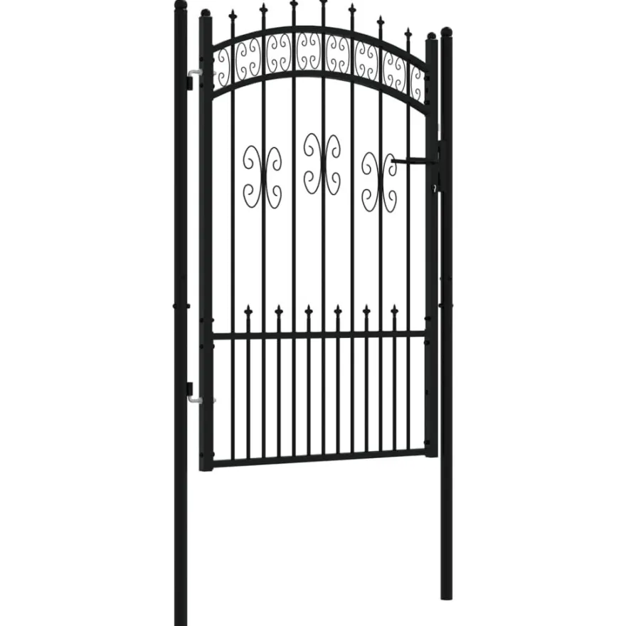 Puutarhaportti keihäskärjilä, 103-406x120-225cm, musta, eri kokoja