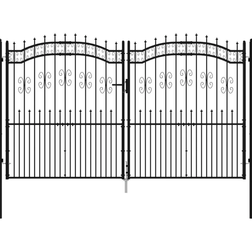 Puutarhaportti keihäskärjilä, 103-406x120-225cm, musta, eri kokoja