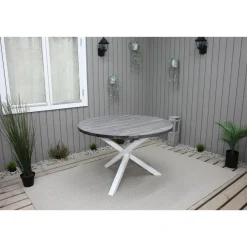 Puutarhapöytä Baltic Garden Scottsdale Ø112cm harmaa/valkoinen